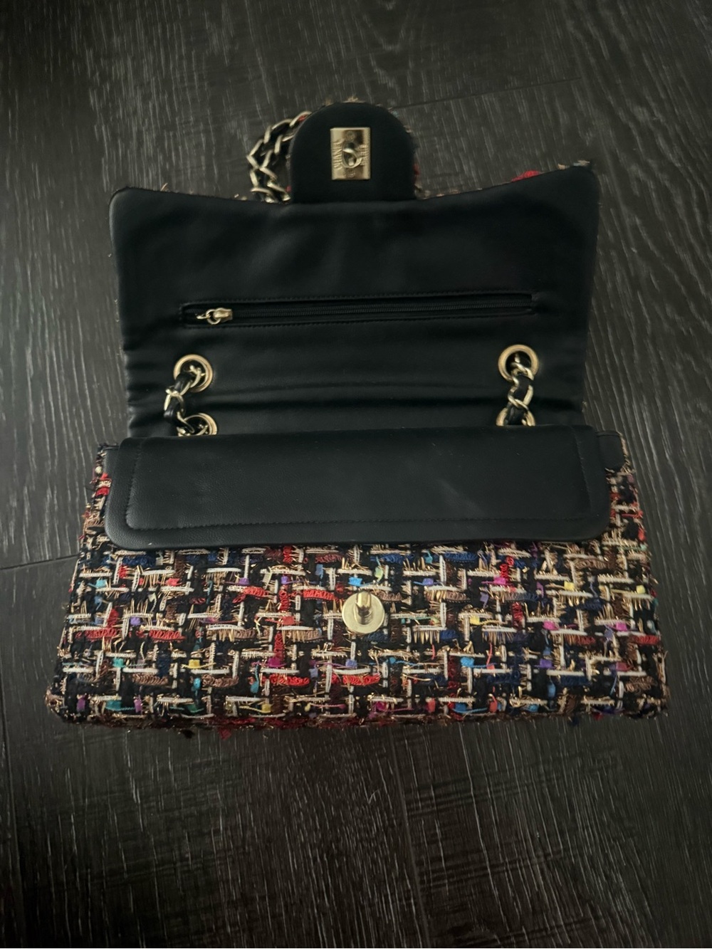 CC Logo 2.55 Tweed Flap Bag • Black/Gold/Multicolor • NWOT Unused - Picture 5 of 8
